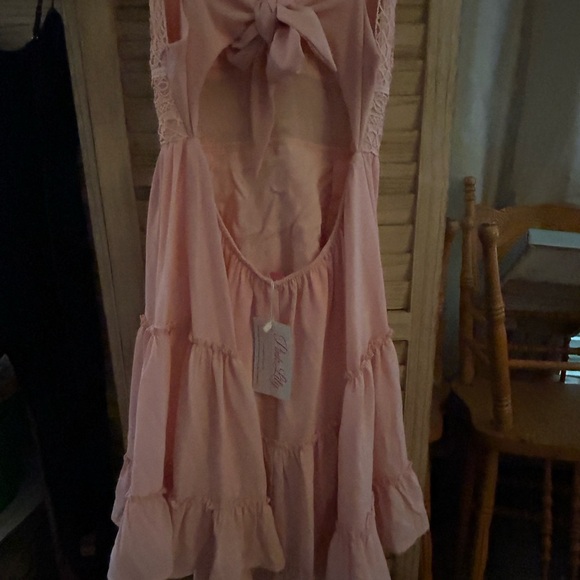 Pink Lily Blush Lace Mini Dress - Picture 2 of 3